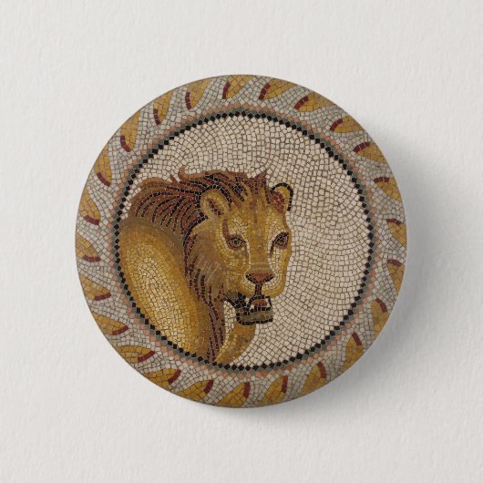 Badge Rond 5 Cm Mosaïque du lion romain (Devant)
