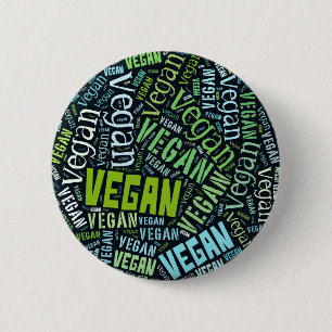 Badge Rond 5 Cm Mosaïque "végétalienne" de Mot-Nuage