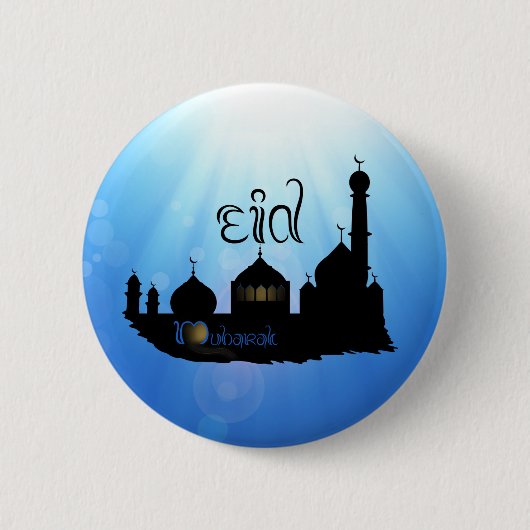 Badge Rond 5 Cm Mosquée de l'Aïd Moubarak avec typographie (Devant)