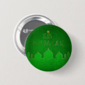 Badge Rond 5 Cm Mosquée verte de l'or de l'Aïd Moubarak (Devant & derrière)