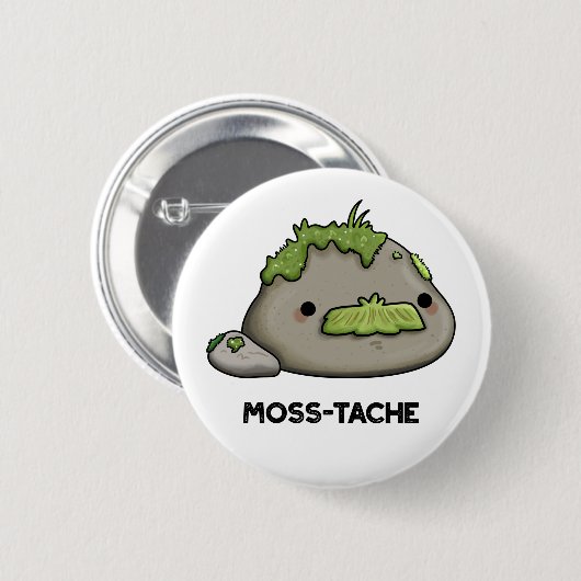 Badge Rond 5 Cm Moss-tache Funny Mustache Pun (Devant & derrière)