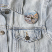 Badge Rond 5 Cm Mostar, Bosnie - Peinture Townscape Acrylique (En situation)