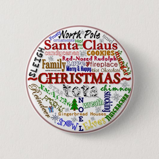 Badge Rond 5 Cm Mot-Art de Noël - Bouton (Devant)