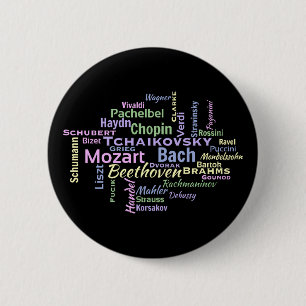 Badge Rond 5 Cm Mot Cloud des compositeurs classiques