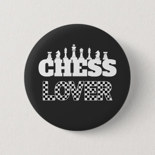 Badge Rond 5 Cm Mot d'échecs Pièces blanches Lover Board Motif
