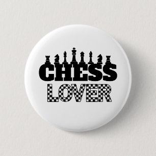 Badge Rond 5 Cm Mot d'échecs Pièces noires Lover Board Design Moti