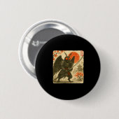Badge Rond 5 Cm Mothman Samurai Japanese Warrior Costume Sumi-e Ar (Devant & derrière)