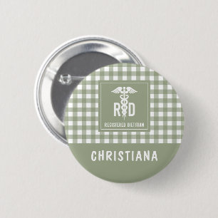 Badge Rond 5 Cm Motif à carreaux personnalisé pour diététiste agré