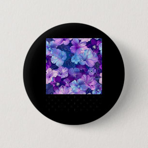 Badge Rond 5 Cm Motif à fleurs violet de néon - Whimsi