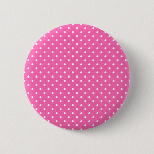 Badge Rond 5 Cm Motif à points de polka rose chaud et blanc