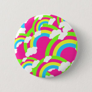 Badge Rond 5 Cm Motif arc-en-ciel rose chaud