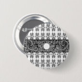 Badge Rond 5 Cm Motif baroque noir classique à customiser (Devant & derrière)