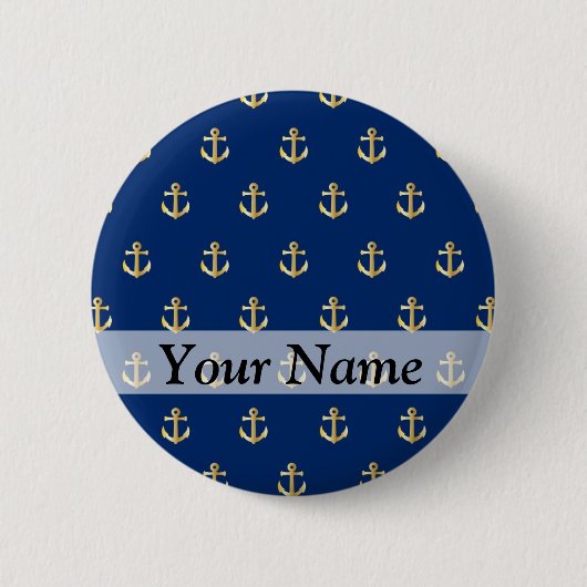 Badge Rond 5 Cm Motif bleu d'ancre (Devant)