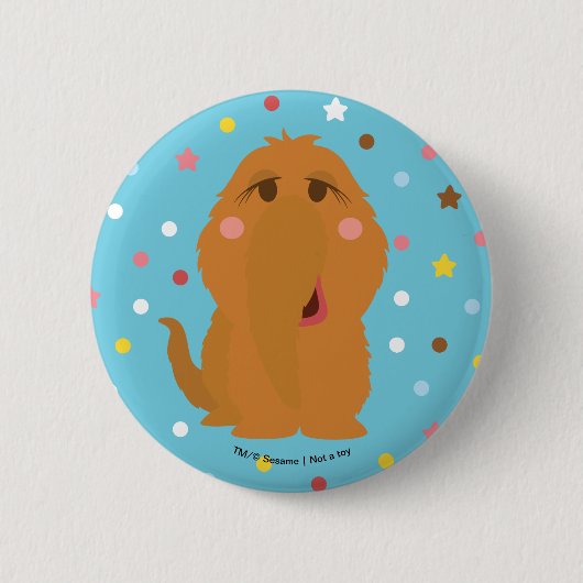 Badge Rond 5 Cm Motif Bleu Étoiles et Points de Snuffleupagus (Devant)