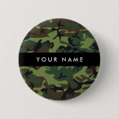 Badge Rond 5 Cm Motif Camouflage Vert, Votre nom, Personnaliser (Devant)