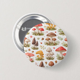 Badge Rond 5 Cm Motif Champignon Fantaisiste – Botanique Vintage