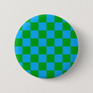 Badge Rond 5 Cm Motif chèque À damiers bleu vert