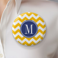 Motif Chevron jaune et bleu avec Monogramme