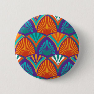 Badge Rond 5 Cm Motif clair géométrique avec feuilles de palmier
