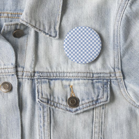 Badge Rond 5 Cm Motif classique En vichy bleu coché (En situation)