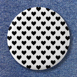 Badge Rond 5 Cm Motif Cœur Noir