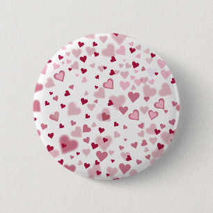 Badge Rond 5 Cm Motif Cœurs Adorables Rose