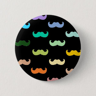 Badge Rond 5 Cm Motif coloré de moustache d'arc-en-ciel sur le
