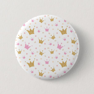 Badge Rond 5 Cm Motif Couronnes Dorées