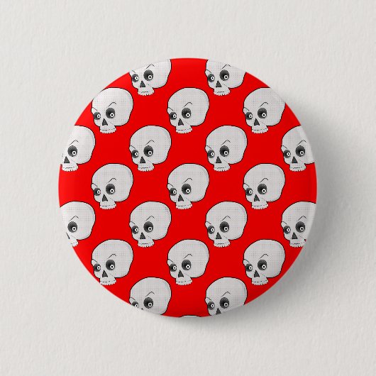 Badge Rond 5 Cm Motif crâne sur Arrière - plan rouge (Devant)