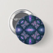 Badge Rond 5 Cm motif d'art fractal 3D Turquoise violet rose (Devant & derrière)