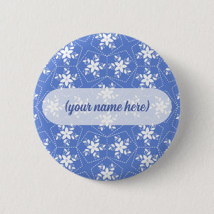 Badge Rond 5 Cm Motif de batik moderne fleur florale jasmin blanc