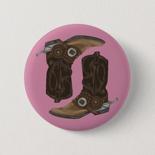 Badge Rond 5 Cm Motif de bottes de cowboy (Devant)