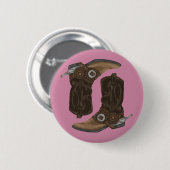 Badge Rond 5 Cm Motif de bottes de cowboy (Devant & derrière)