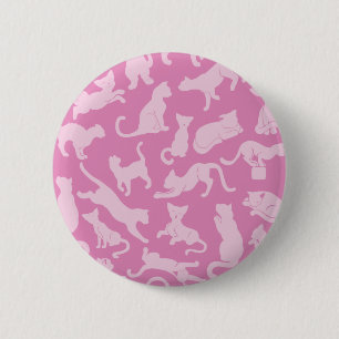 Badge Rond 5 Cm Motif de chat rose
