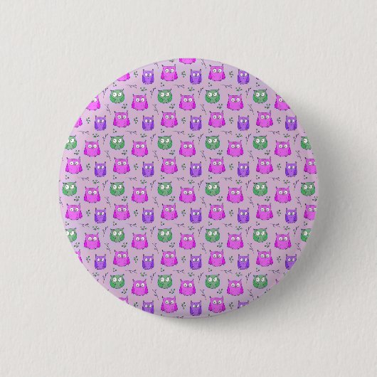 Badge Rond 5 Cm Motif de chouette violette (Devant)
