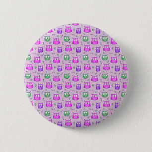 Badge Rond 5 Cm Motif de chouette violette