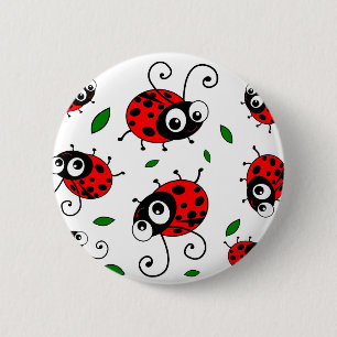 Badge Rond 5 Cm Motif de coccinelles de bande dessinée