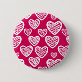 Badge Rond 5 Cm Motif de coeur Gras Rouge et Blanc Scribble (Devant)