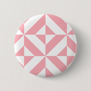 Badge Rond 5 Cm Motif de cube géométrique Melon rose