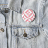 Badge Rond 5 Cm Motif de cube géométrique Melon rose (En situation)