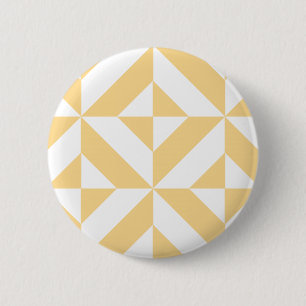 Badge Rond 5 Cm Motif de cube géométrique Pale Melon