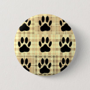 Badge Rond 5 Cm Motif De Dessin De Chien Paw À Sepia