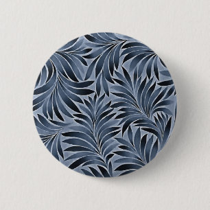 Badge Rond 5 Cm Motif de feuilles ornées de couleur bleu noir