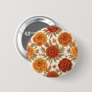 Badge Rond 5 Cm Motif de fleur de souci d'automne