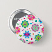 Badge Rond 5 Cm Motif de fleurs (Devant & derrière)
