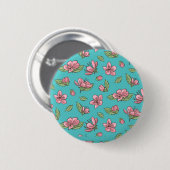 Badge Rond 5 Cm Motif de fleurs (Devant & derrière)