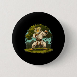 Badge Rond 5 Cm Motif de léopard de karaté Taekwondo Jiu-Jitsu MMA