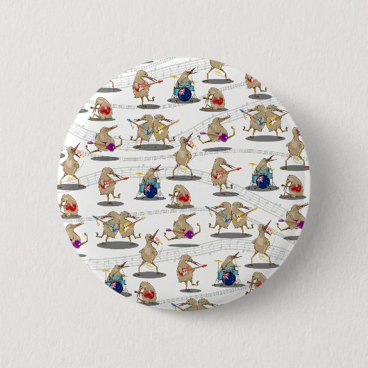 Badge Rond 5 Cm Motif de musique de Kiwi NZ (Devant)