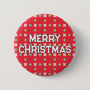 Badge Rond 5 Cm Motif de Noël géométrique - Personnalisé