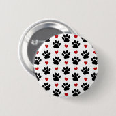 Badge Rond 5 Cm Motif De Pâtes, Pâtes De Chien, Pâtes Noires, Coeu (Devant & derrière)